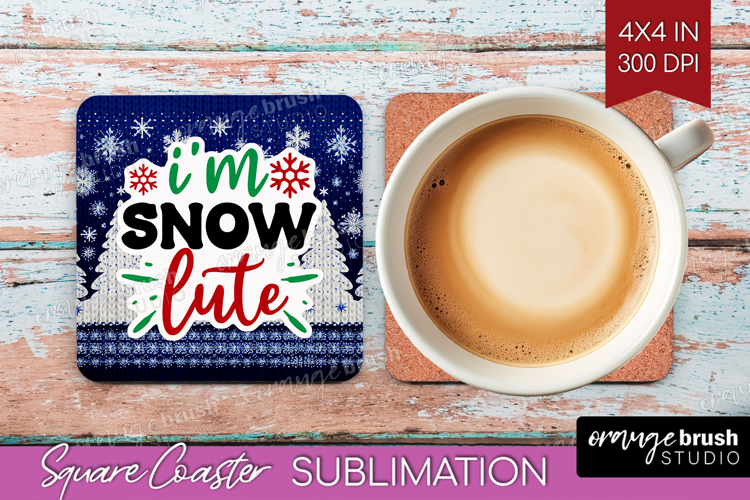 Funny Christmas Quote Square Coaster - Knitted Xmas Coaster