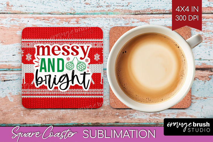 Funny Christmas Quote Square Coaster - Knitted Xmas Coaster