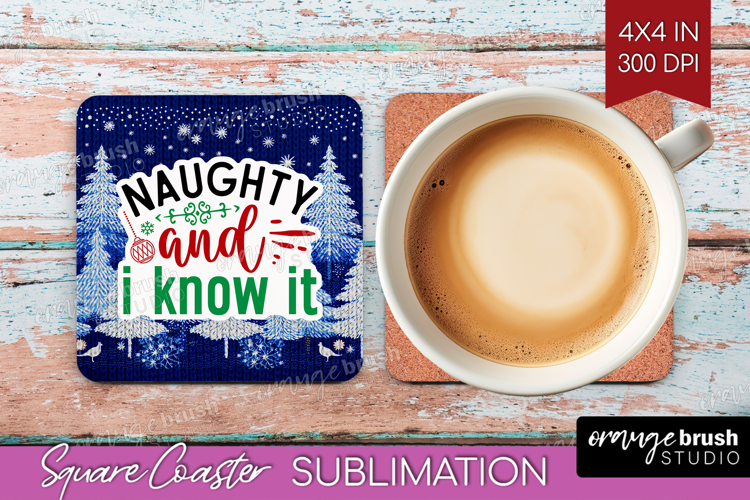 Funny Christmas Quote Square Coaster - Knitted Xmas Coaster