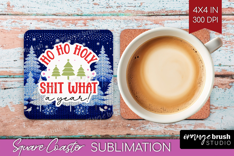 Funny Christmas Quote Square Coaster - Knitted Xmas Coaster