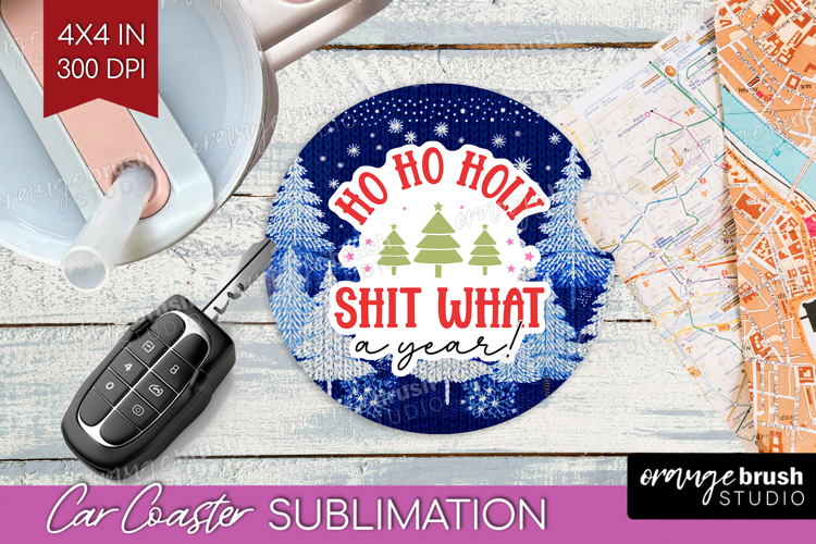 Funny Christmas Quote Car Coaster - Knitted Xmas Coaster PNG
