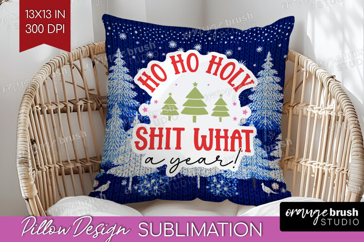 Funny Christmas Quote Pillow Sublimation - Knitted Xmas PNG example image 1
