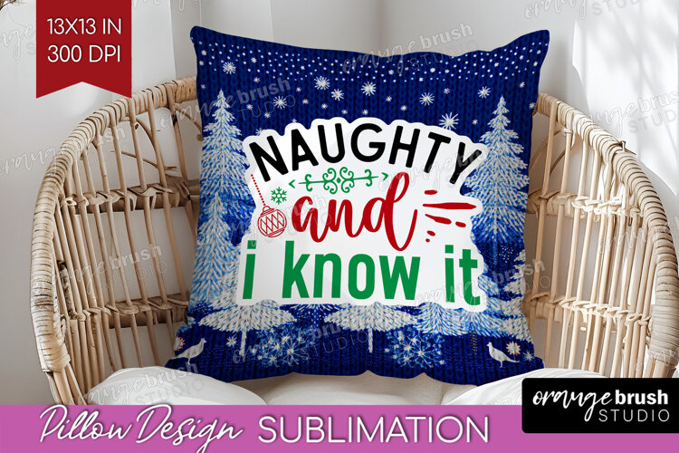 Funny Christmas Quote Pillow Sublimation - Knitted Xmas PNG example image 1
