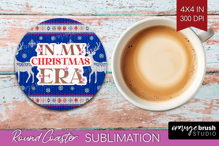 Funny Christmas Quote Round Coaster - Knitted Xmas Coaster