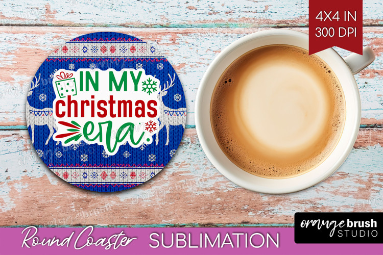 Funny Christmas Quote Round Coaster - Knitted Xmas Coaster