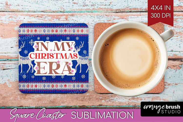 Funny Christmas Quote Square Coaster - Knitted Xmas Coaster