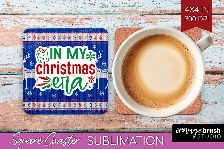 Funny Christmas Quote Square Coaster - Knitted Xmas Coaster