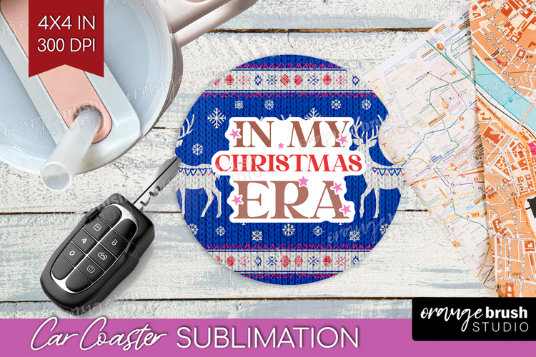 Funny Christmas Quote Car Coaster - Knitted Xmas Coaster PNG