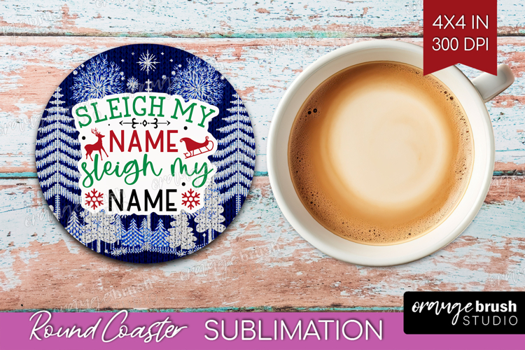 Funny Christmas Quote Round Coaster - Knitted Xmas Coaster