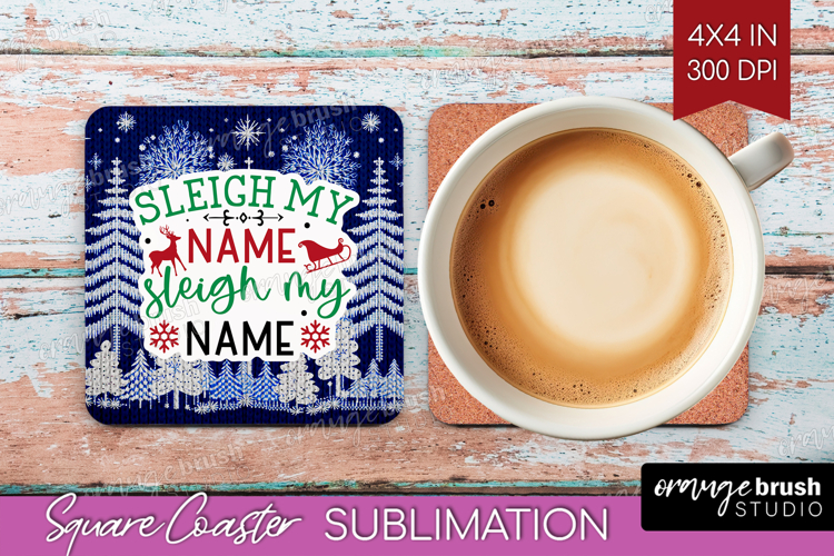 Funny Christmas Quote Square Coaster - Knitted Xmas Coaster