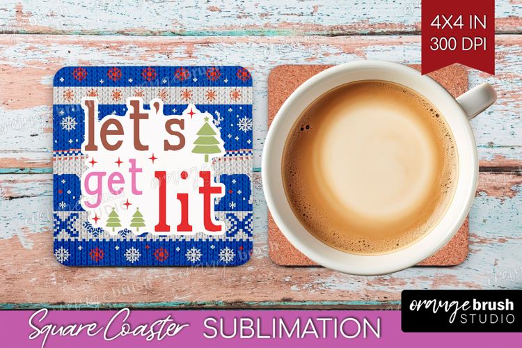 Funny Christmas Quote Square Coaster - Knitted Xmas Coaster