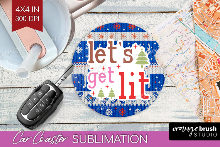 Funny Christmas Quote Car Coaster - Knitted Xmas Coaster PNG