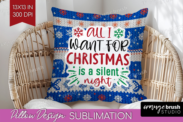 Funny Christmas Quote Pillow Sublimation - Knitted Xmas PNG