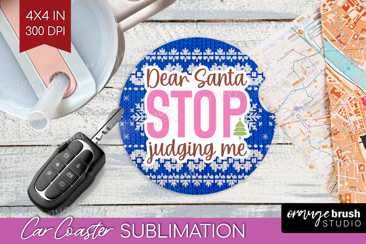 Funny Christmas Quote Car Coaster - Knitted Xmas Coaster PNG