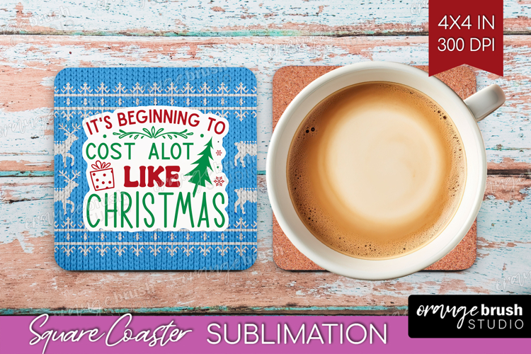 Funny Christmas Quote Square Coaster - Knitted Xmas Coaster