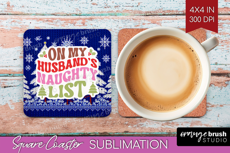 Funny Christmas Quote Square Coaster - Knitted Xmas Coaster