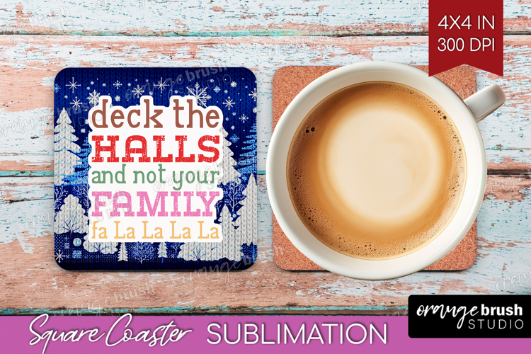 Funny Christmas Quote Square Coaster - Knitted Xmas Coaster
