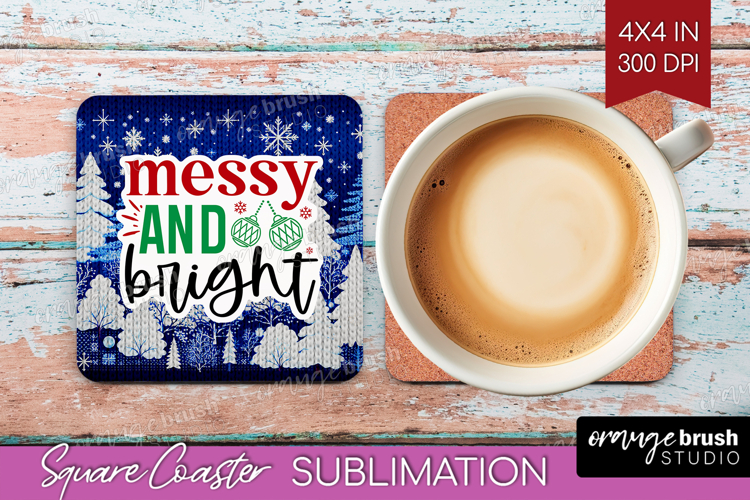 Funny Christmas Quote Square Coaster - Knitted Xmas Coaster