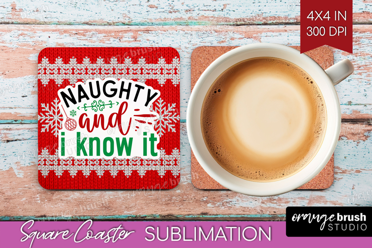 Funny Christmas Quote Square Coaster - Knitted Xmas Coaster