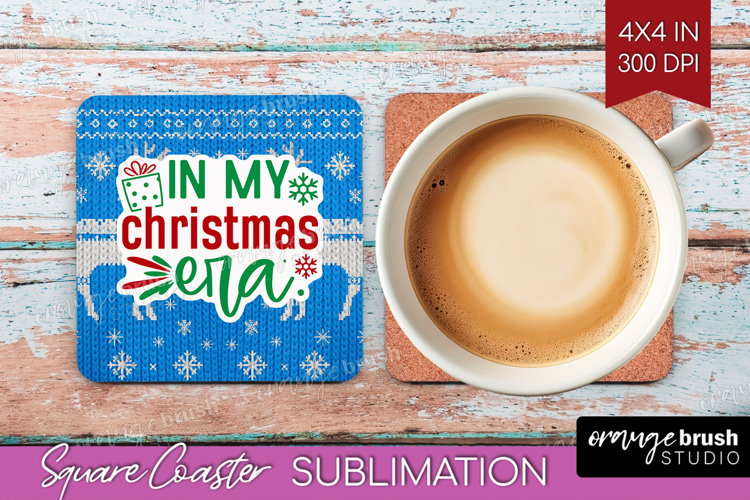 Funny Christmas Quote Square Coaster - Knitted Xmas Coaster
