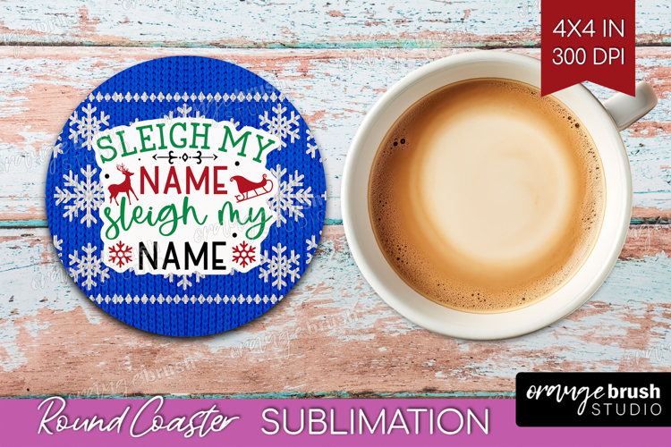 Funny Christmas Quote Round Coaster - Knitted Xmas Coaster