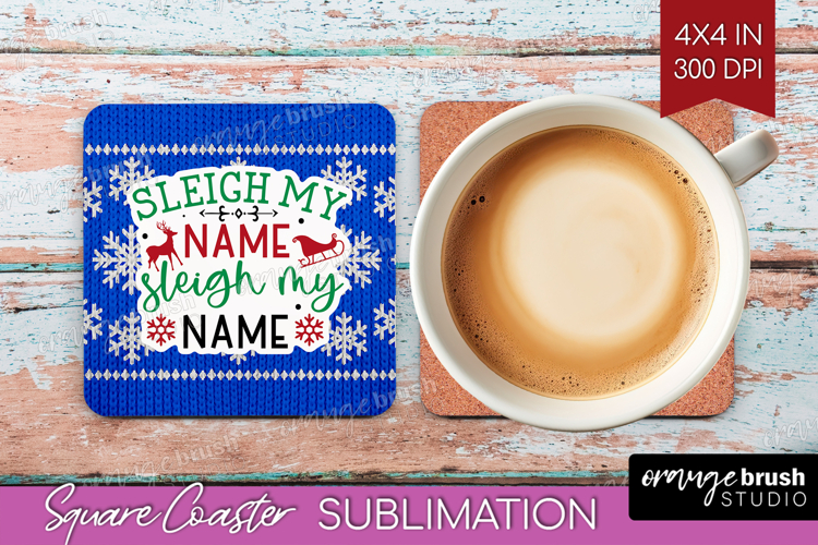 Funny Christmas Quote Square Coaster - Knitted Xmas Coaster