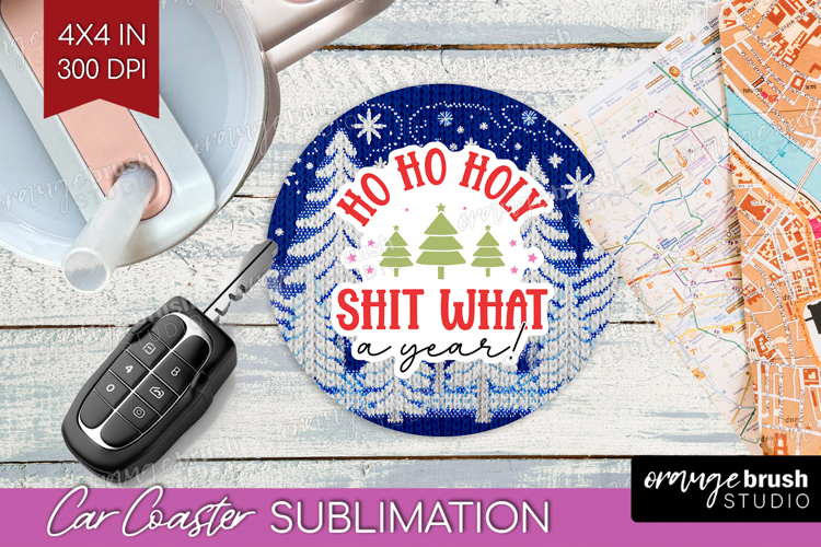 Funny Christmas Quote Car Coaster - Knitted Xmas Coaster PNG