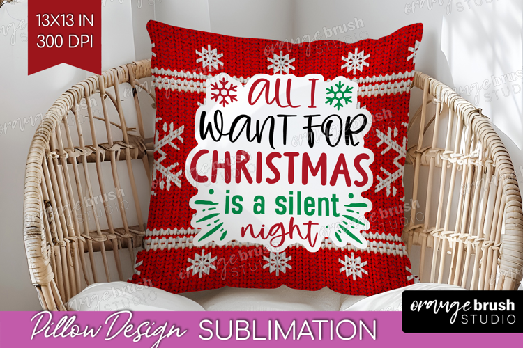 Funny Christmas Quote Pillow Sublimation - Knitted Xmas PNG