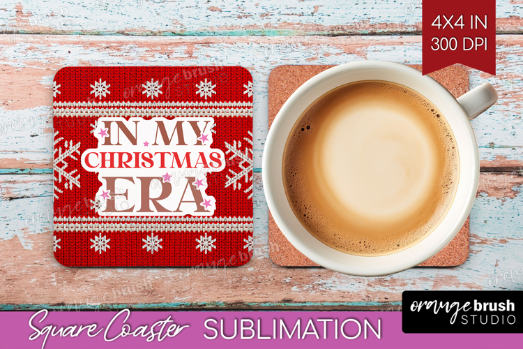 Funny Christmas Quote Square Coaster - Knitted Xmas Coaster
