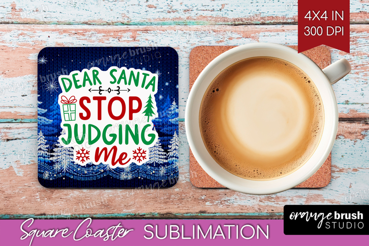 Funny Christmas Quote Square Coaster - Knitted Xmas Coaster
