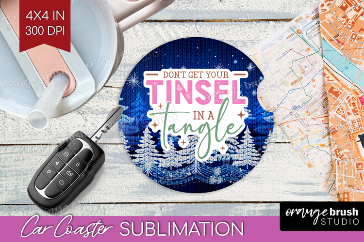 Funny Christmas Quote Car Coaster - Knitted Xmas Coaster PNG