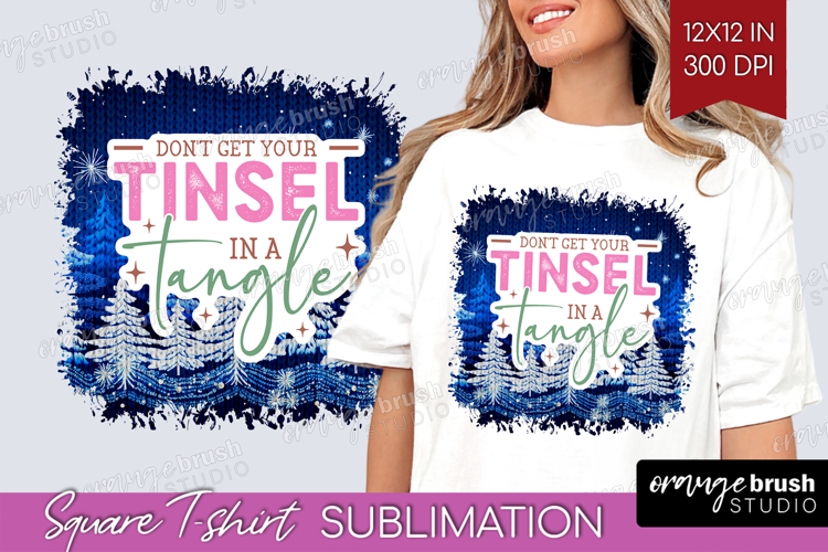 Funny Christmas Quote Square Tshirt Background - Knitted PNG