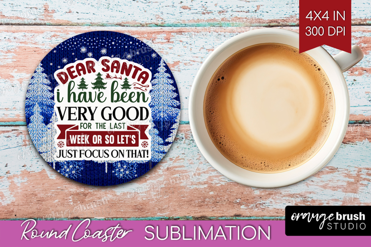Sarcastic Christmas Quote Round Coaster - Knitted Coaster