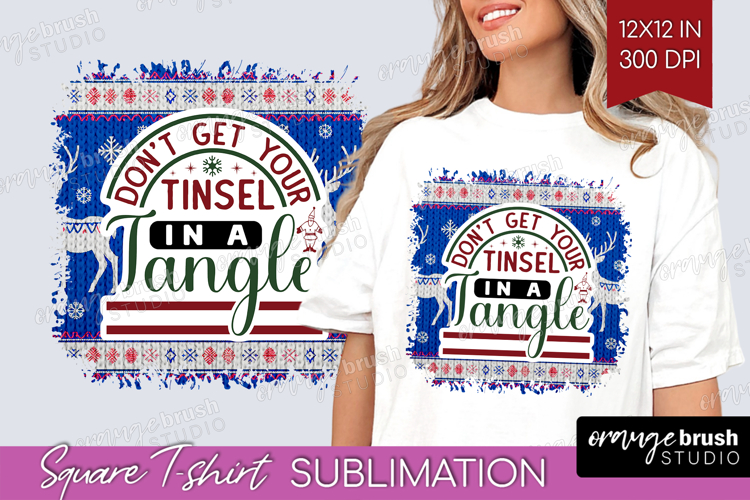 Sarcastic Christmas Quote Square Tshirt Background - Knitted