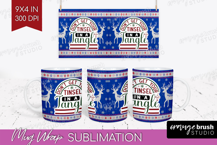 Sarcastic Christmas Quote Mug Wrap - Knitted Mug PNG