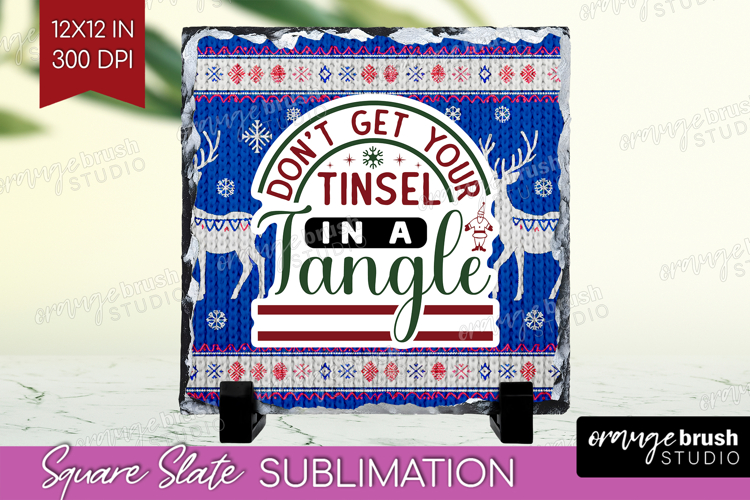 Sarcastic Christmas Quote Slate PNG - Knitted Square Slate