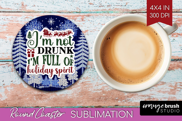 Sarcastic Christmas Quote Round Coaster - Knitted Coaster
