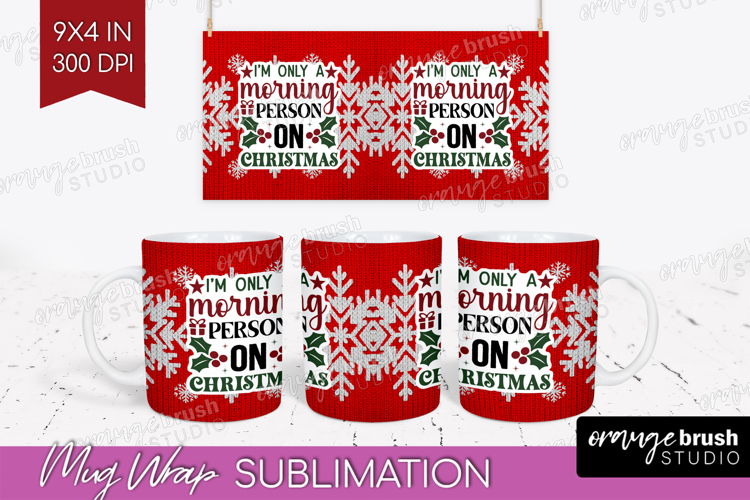 Sarcastic Christmas Quote Mug Wrap - Knitted Mug PNG