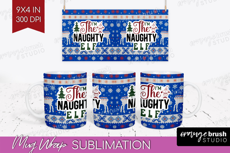 Sarcastic Christmas Quote Mug Wrap - Knitted Mug PNG