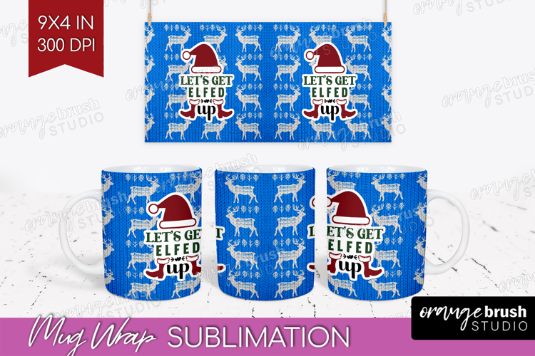 Sarcastic Christmas Quote Mug Wrap - Knitted Mug PNG