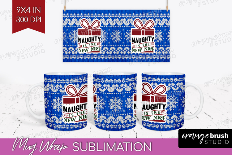 Sarcastic Christmas Quote Mug Wrap - Knitted Mug PNG