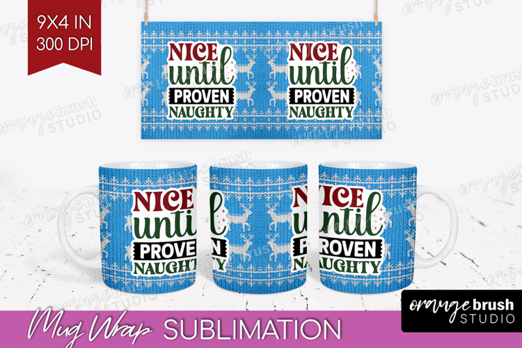 Sarcastic Christmas Quote Mug Wrap - Knitted Mug PNG