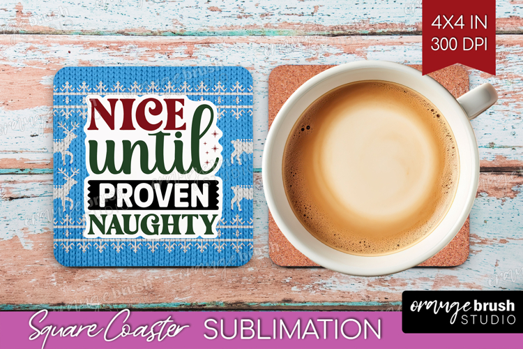 Sarcastic Christmas Quote Square Coaster - Knitted Coaster example image 1