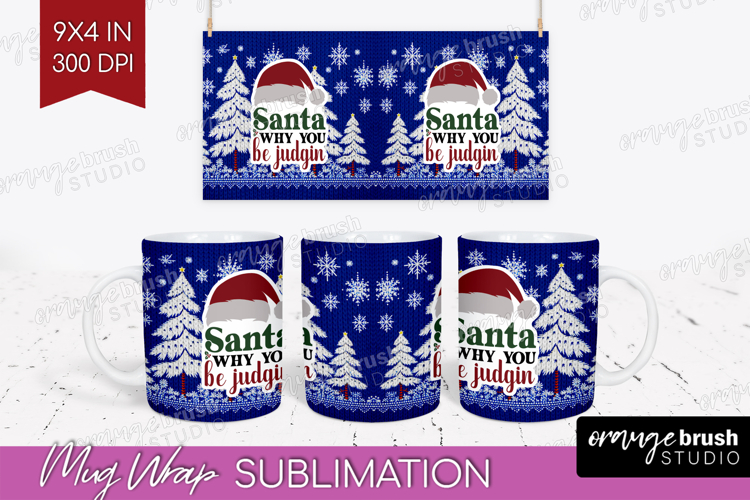 Sarcastic Christmas Quote Mug Wrap - Knitted Mug PNG