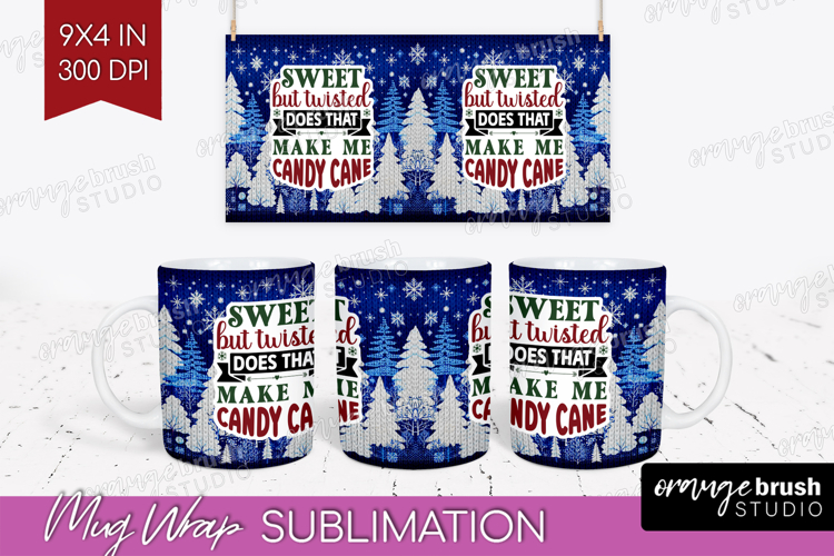 Sarcastic Christmas Quote Mug Wrap - Knitted Mug PNG