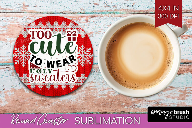 Sarcastic Christmas Quote Round Coaster - Knitted Coaster example image 1