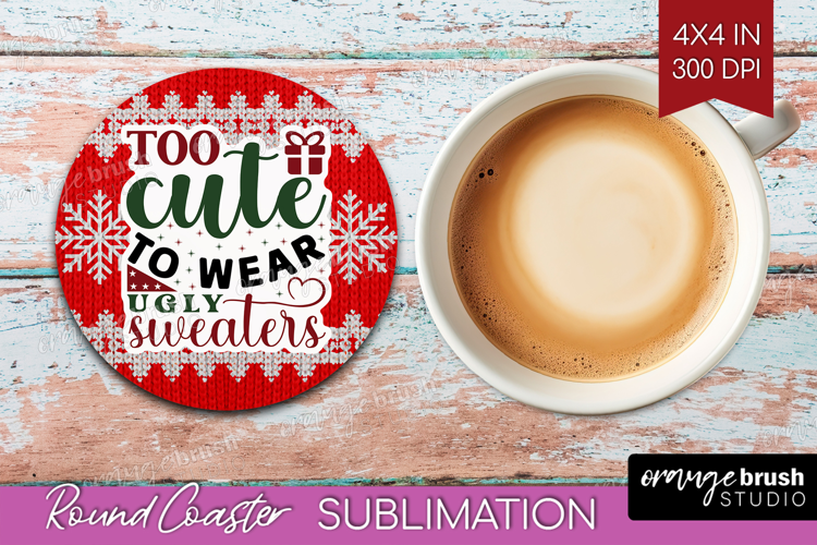 Sarcastic Christmas Quote Round Coaster - Knitted Coaster