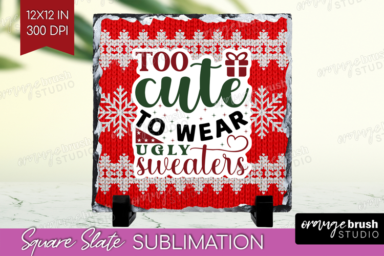 Sarcastic Christmas Quote Slate PNG - Knitted Square Slate