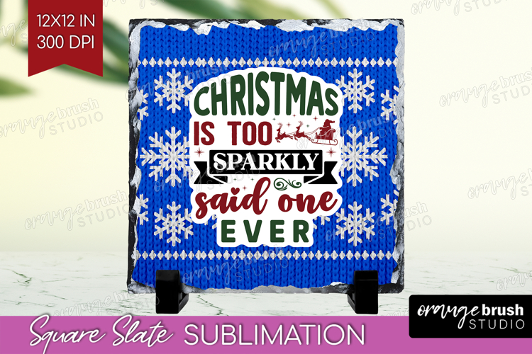 Sarcastic Christmas Quote Slate PNG - Knitted Square Slate