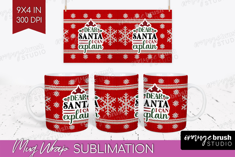 Sarcastic Christmas Quote Mug Wrap - Knitted Mug PNG